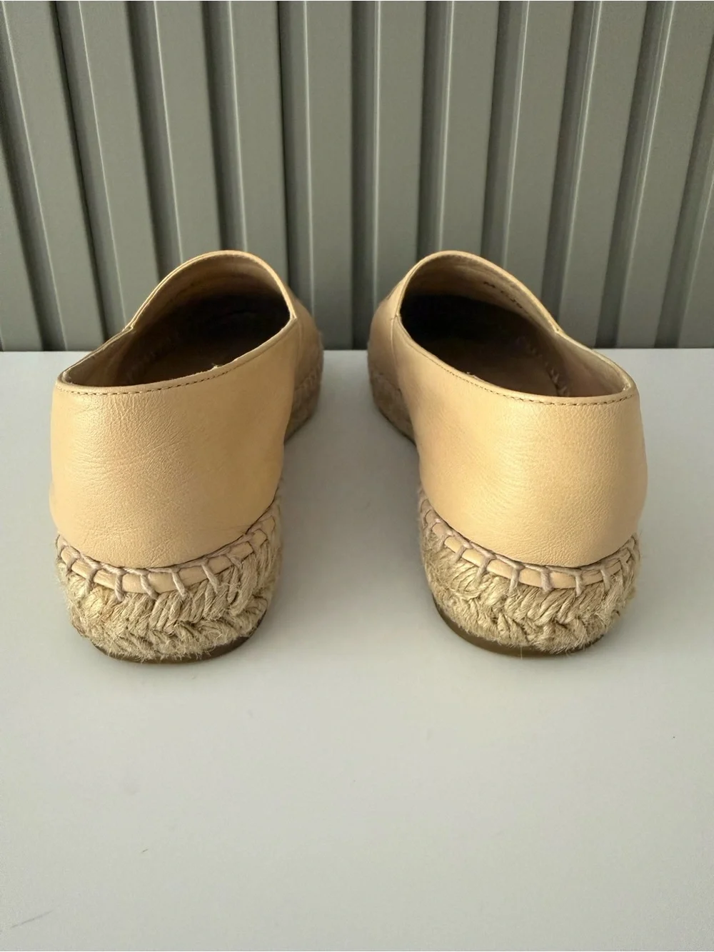 CHANEL Beige and Black Leather Espadrille Flats 100% Authentic